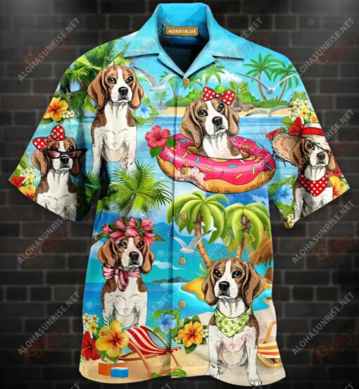 Beagles On Vacation Unisex Hobbies Funny Hawaiian Shirt