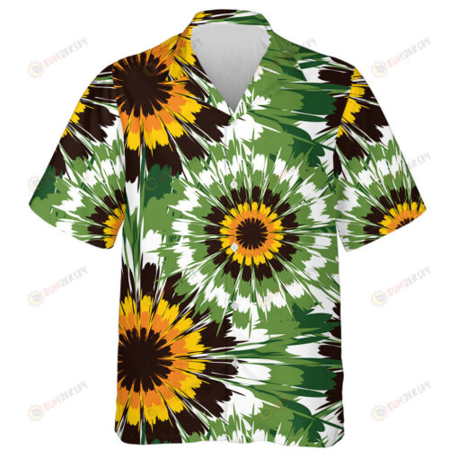 Beautiful Background With Green And Yellow Paint Tie Dye Hawaiian Shirt