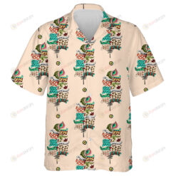 Beautiful Floral Abstract Boho Hippie Pattern On Brown Background Hawaiian Shirt