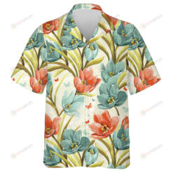 Beautiful Floral Background With Crocuses Elegance Vintage Design Hawaiian Shirt