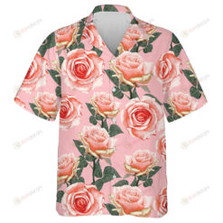Beautiful Pink Pastel Rose Flowers Branch Vintage Design Hawaiian Shirt