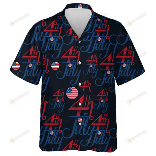 Beautiful Typography 4th Of July And Circle Flag Pattern Hawaiian Shirt