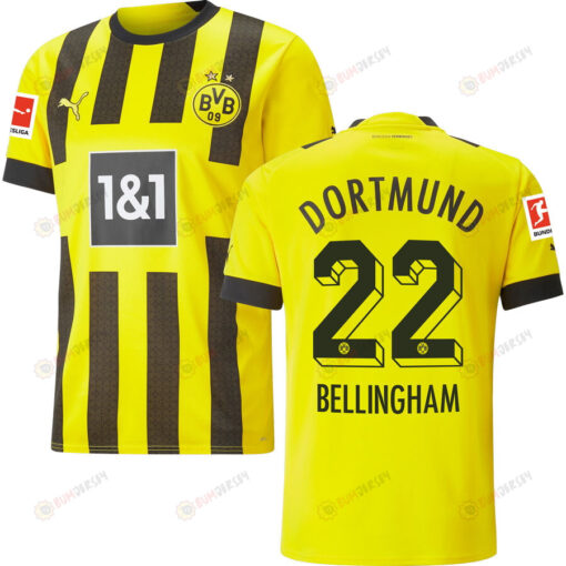 Bellingham 22 Borussia Dortmund Bundesliga Patch Men 2022/23 Home Player Jersey - Yellow