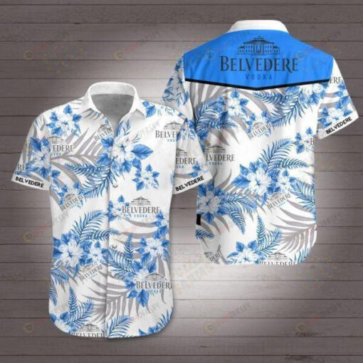 Belvedere Vodka Short Sleeve Curved Hawaiian Shirt