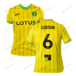 Ben Gibson 6 Norwich City 2022-23 Home Jersey - Yellow