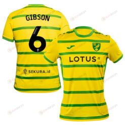 Ben Gibson 6 Norwich City 2023/24 Home Men Jersey - Yellow
