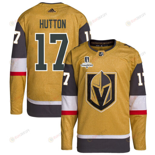 Ben Hutton 17 Vegas Golden Knights Stanley Cup 2023 Champions Patch Home Breakaway Men Jersey - Gold