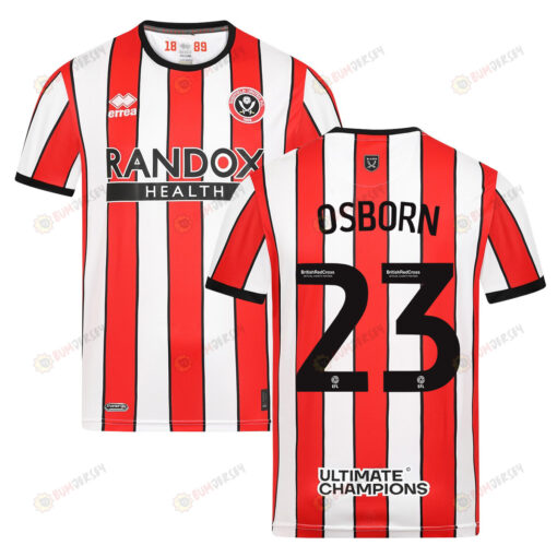 Ben Osborn 23 Sheffield United 2022-23 Home Jersey - Red/White Stripes