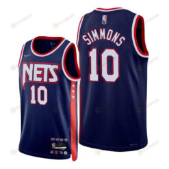 Ben Simmons Nets 2022 City Edition Navy 10 Jersey 75th Diamond Badge - Men Jersey