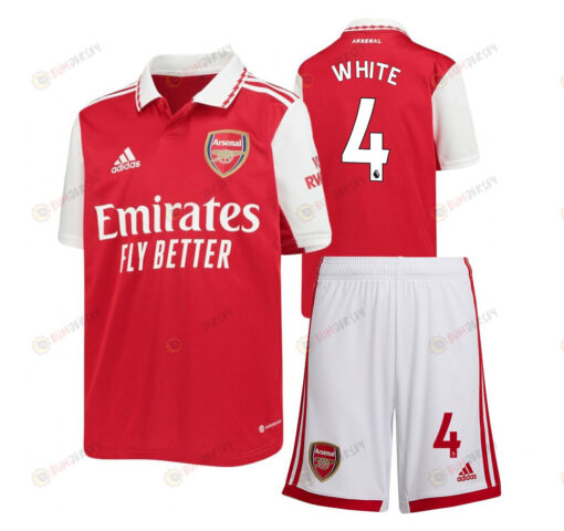 Ben White 4 Arsenal Home Kit 2022-23 Youth Jersey - Red