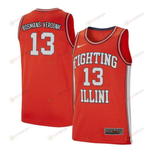 Benjamin Bosmans-Verdonk 13 Illinois Fighting Illini Retro Elite Basketball Men Jersey - Orange
