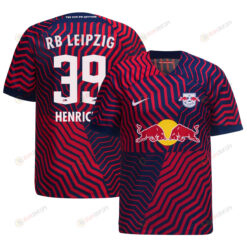 Benjamin Henrichs 39 RB Leipzig 2023-24 Away Men Jersey - Red Blue