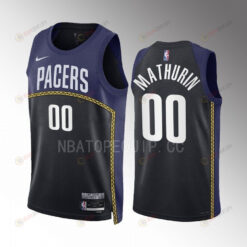 Bennedict Mathurin 00 Indiana Pacers 2022-23 City Edition Black Navy Jersey Swingman