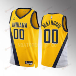 Bennedict Mathurin 00 Indiana Pacers Yellow Statement Edition 2022-23 Jersey Swingman