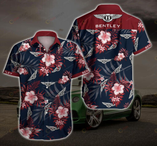 Bentley Floral And Leaves Pattern Curved Hawaiian Shirt