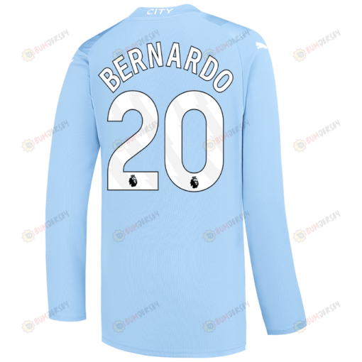 Bernardo 20 Manchester City 2023/24 Long Sleeve Home Jersey - Sky Blue