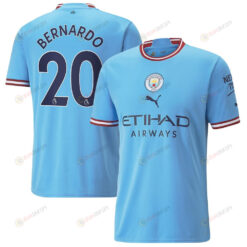 Bernardo 20 Manchester City Men 2022/23 Home Jersey - Sky Blue