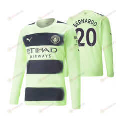 Bernardo Silva 20 Manchester City 2022-23 Third Long Sleeve Jersey - Neon Green