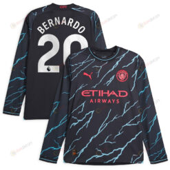 Bernardo Silva 20 Manchester City 2023/24 Third Long Sleeve Men Jersey - Navy