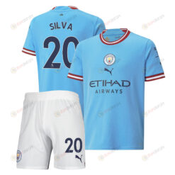 Bernardo Silva 20 Manchester City Home Kit 2022-23 Youth Jersey - Sky Blue