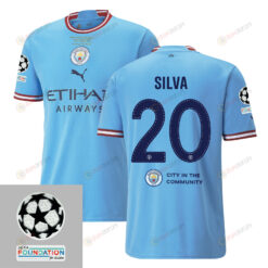 Bernardo Silva 20 Manchester City UEFA 2023 Final Match Details Patch Badge - Home Jersey