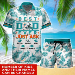 Best Dad Ever Miami Dolphins Custom Name Hawaiian Shirt Set