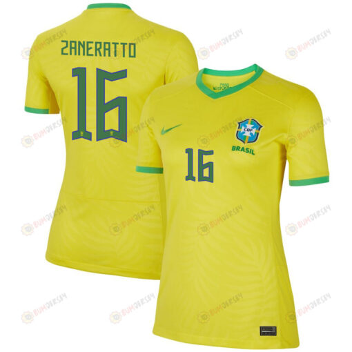 Bia Zaneratto 16 Brazil Women's National Team 2023-24 World Cup Home Women Jersey