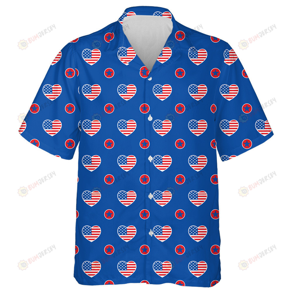 Big Love For America With Heart Shapes And Stars Hawaiian Shirt