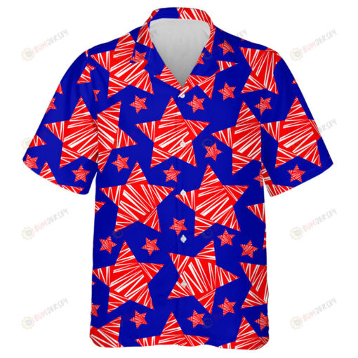 Big Red Stars With White Stripes On The Blue Background Hawaiian Shirt