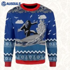Bigfoot Surfing Ugly Sweaters For Men Women Unisex