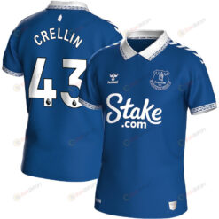 Billy Crellin 43 Everton FC 2023-24 Premier League Hummel Home Men Jersey - Blue