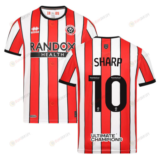 Billy Sharp 10 Sheffield United 2022-23 Home Jersey - Red/White Stripes