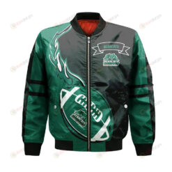 Binghamton Bearcats Bomber Jacket 3D Printed Flame Ball Pattern