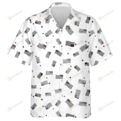 Black American Flag And Plus Icons Isolated On White Background Hawaiian Shirt