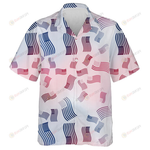 Black American Flag On Blurred Background Pattern Hawaiian Shirt