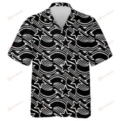 Black And White Outline Striped And Stars Pattern Hawaiian Shirt