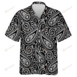 Black Background With Elegant Hand Drawn Paisley Pattern Hawaiian Shirt