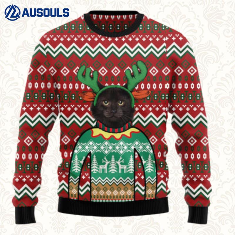 Black Cat Christmas Awesome Ugly Sweaters For Men Women Unisex