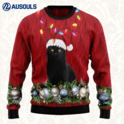 Black Cat Christmas Beauty Ugly Sweaters For Men Women Unisex