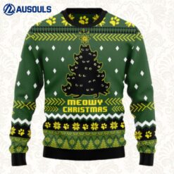 Black Cat Christmas Tree Ugly Sweaters For Men Women Unisex