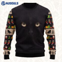 Black Cat Cute Face Ugly Sweaters For Men Women Unisex