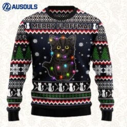 Black Cat Fluffmas Ugly Sweaters For Men Women Unisex