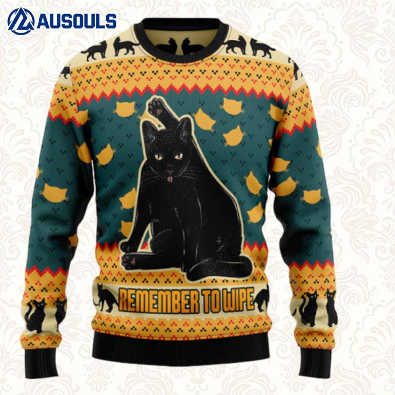 Black Cat HT081208 Ugly Christmas Sweater Ugly Sweaters For Men Women Unisex