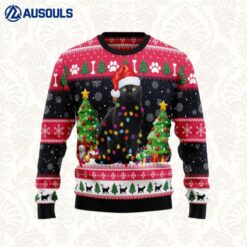 Black Cat Light Christmas Ugly Sweaters For Men Women Unisex