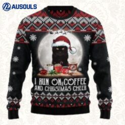 Black Cat Run On Coffee Ugly Christmas Sweater Ugly Sweaters For Men Women Unisex