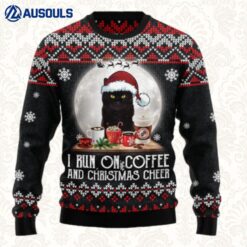 Black Cat Run On Coffee Ugly Sweaters For Men Women Unisex