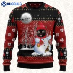Black Cat Santa Snowman Ugly Sweaters For Men Women Unisex
