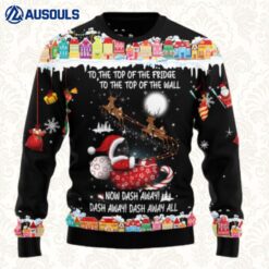 Black Cat Sleigh Christmas Ugly Sweaters For Men Women Unisex
