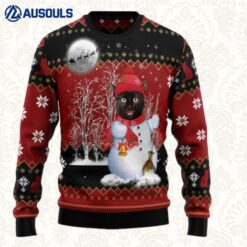 Black Cat Snowman Ugly Sweaters For Men Women Unisex