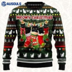 Black Cat Socks Meowy Christmas Ugly Sweaters For Men Women Unisex